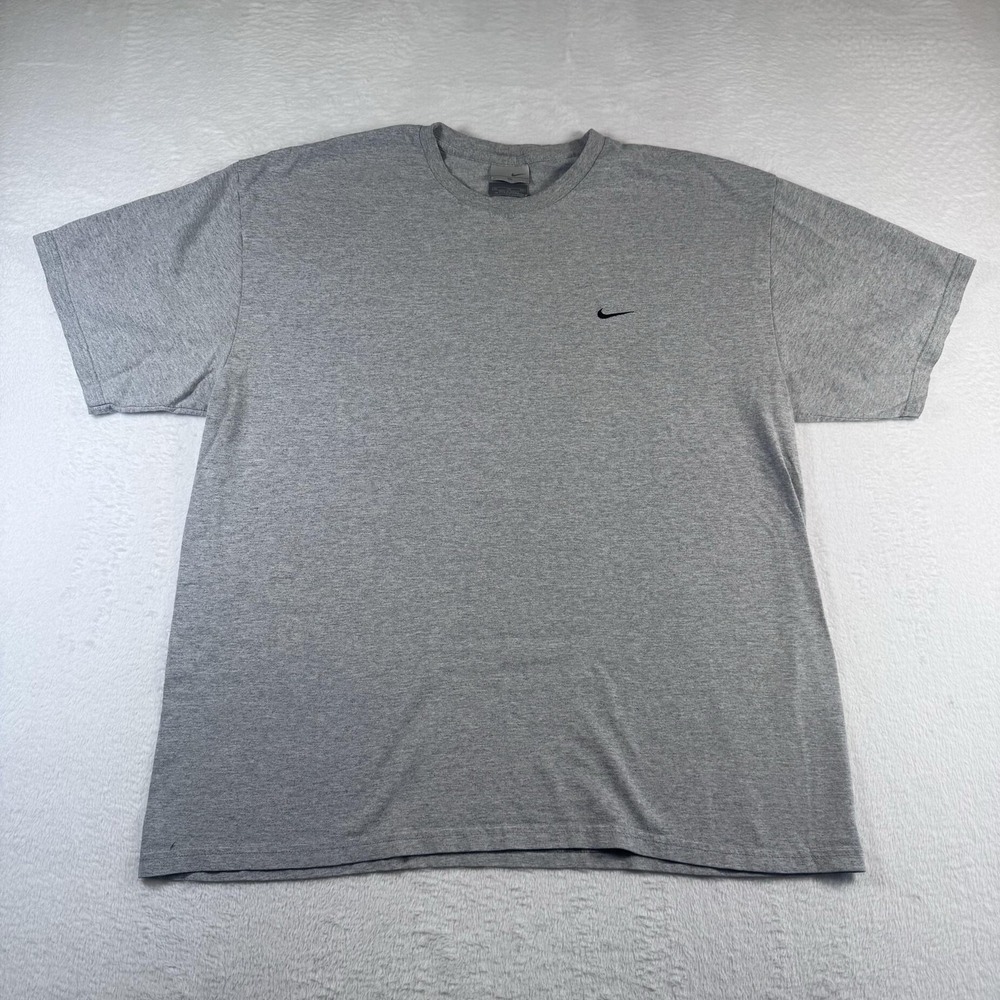 Y2k Nike Shirt Mens XL Gray Small Swoosh Logo Short Sleeve Athletic Tee Top